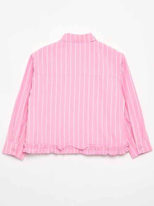 Popeline blouse met onderkant met ruches - Kiabi
