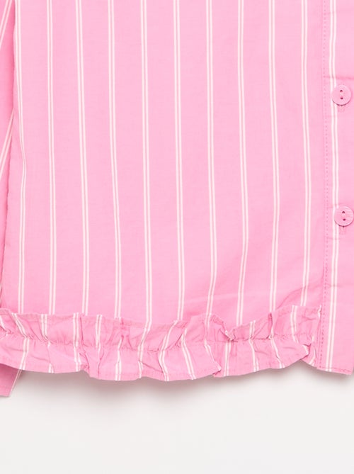 Popeline blouse met onderkant met ruches - Kiabi