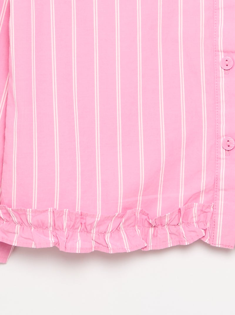 Popeline blouse met onderkant met ruches Rose - Kiabi