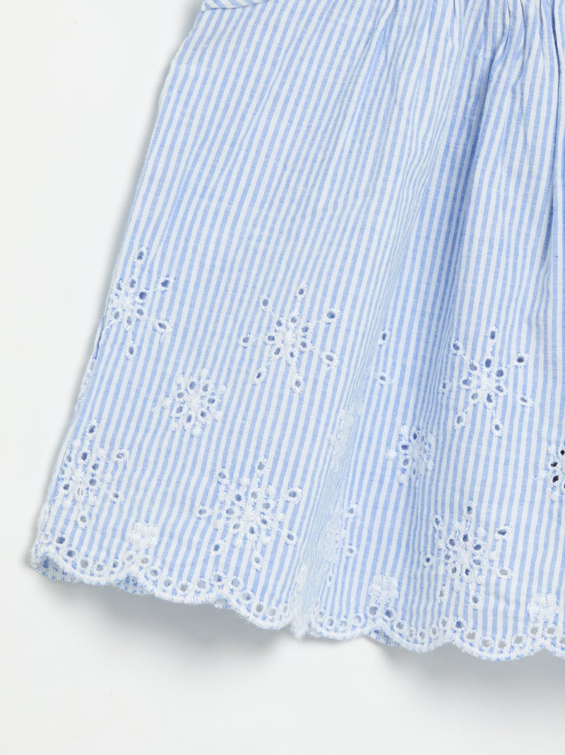 Popeline blouse met volants Blauw - Kiabi