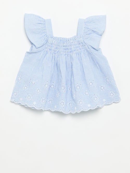Popeline blouse met volants - Kiabi