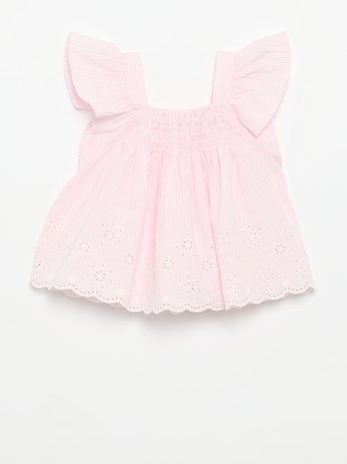 Popeline blouse met volants - Kiabi
