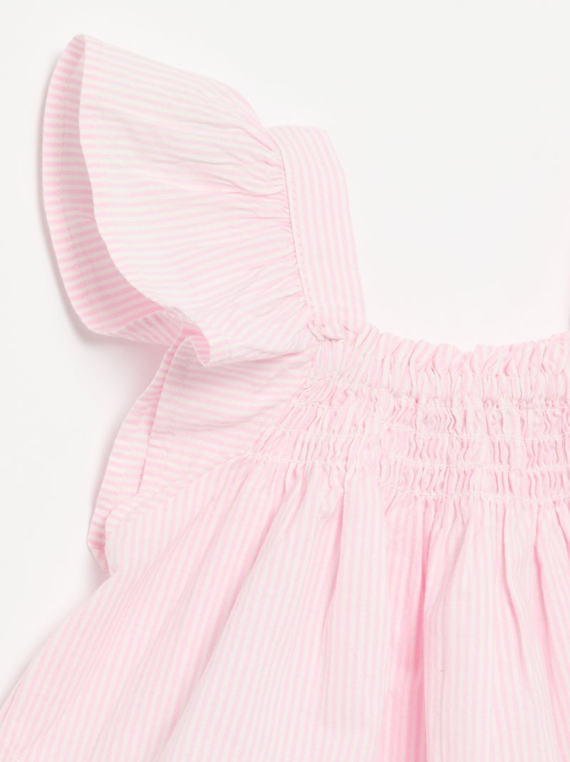 Popeline blouse met volants Rose - Kiabi