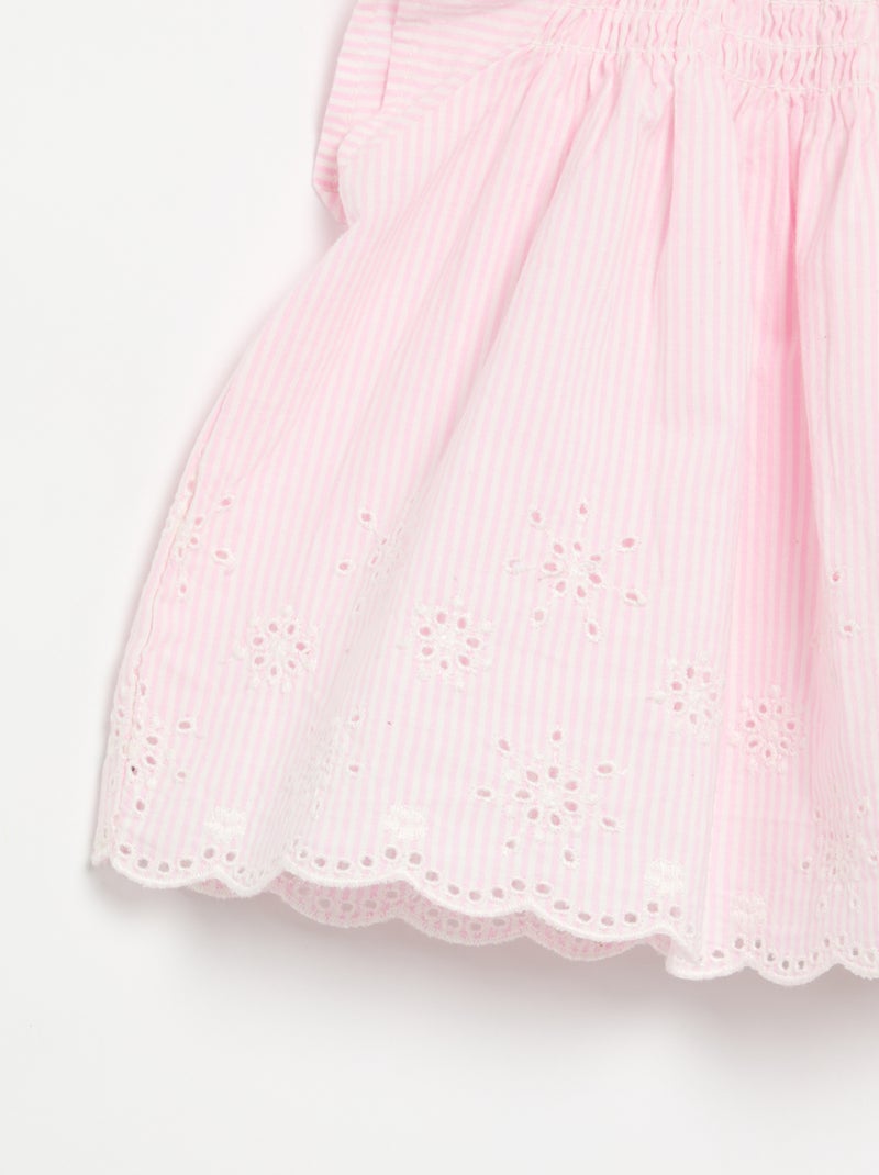 Popeline blouse met volants Rose - Kiabi