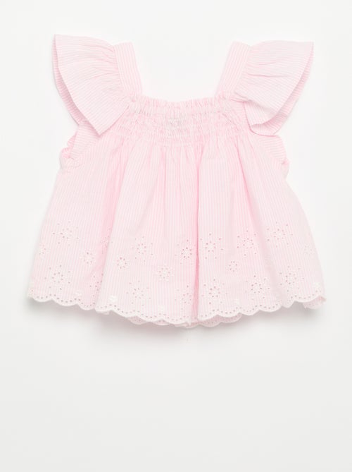 Popeline blouse met volants - Kiabi