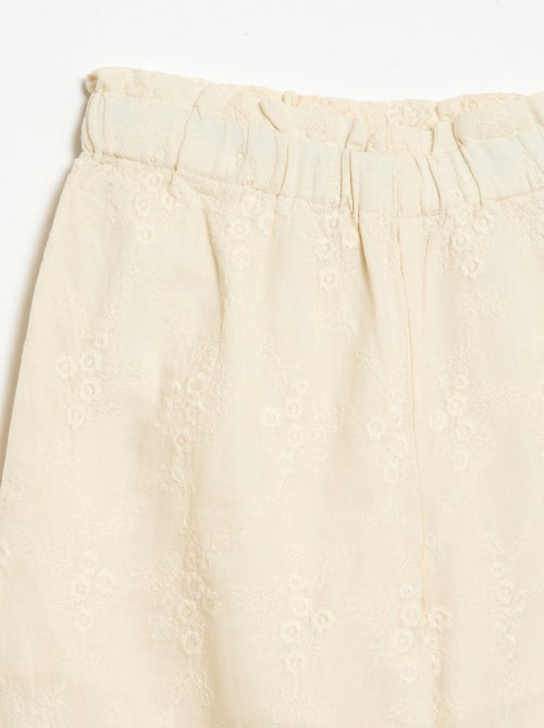 Popeline broek met borduursels - Kiabi
