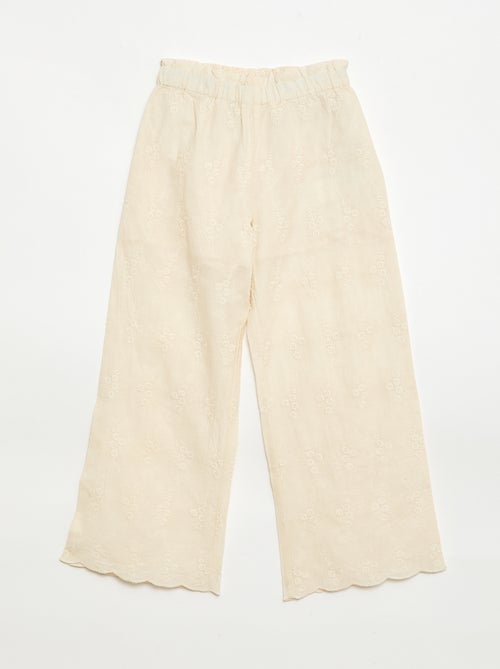 Popeline broek met borduursels - Kiabi