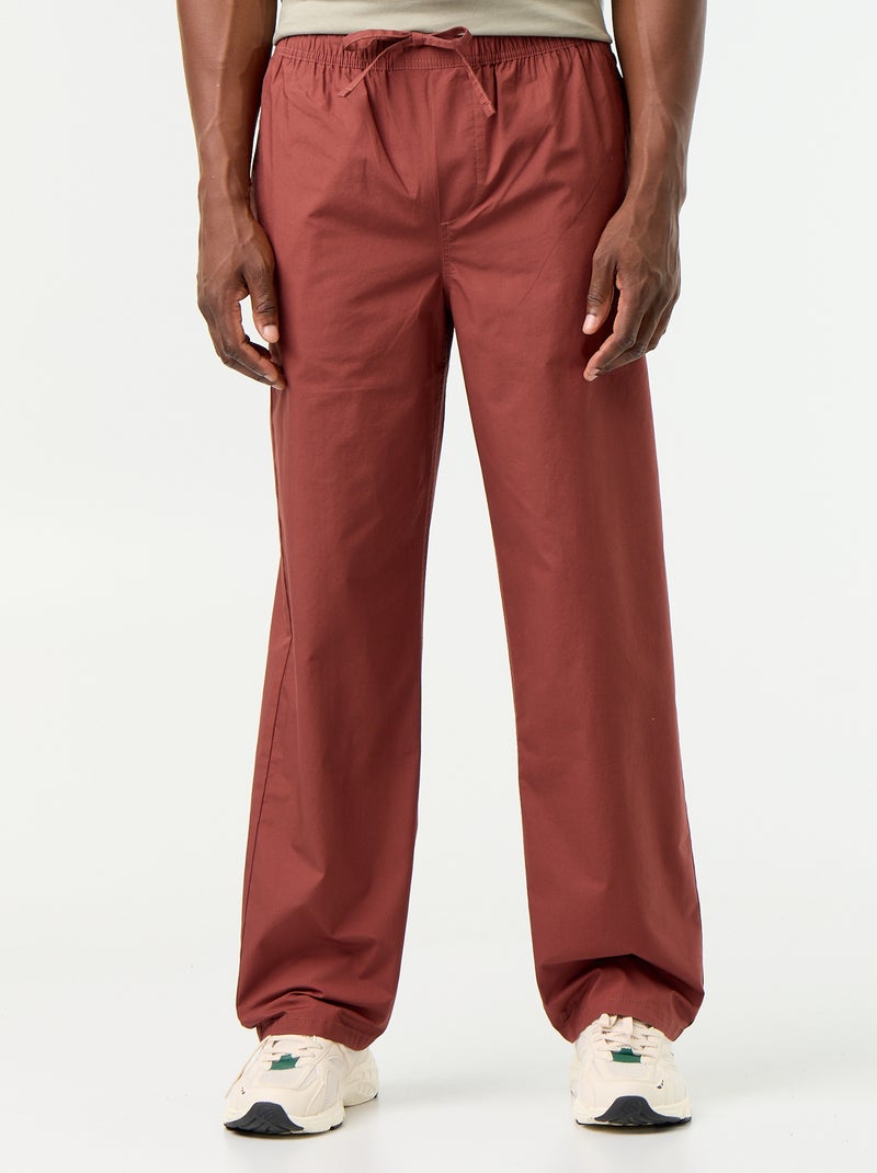 Popelinebroek met elastische taille Bruin - Kiabi