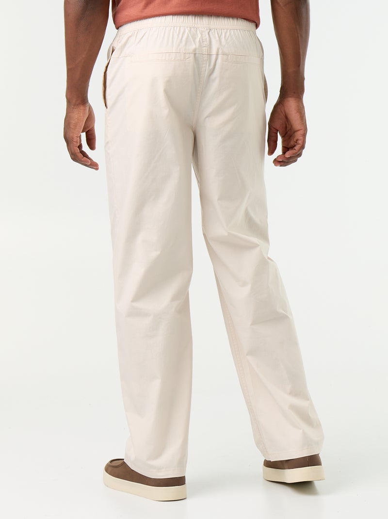 Popelinebroek met elastische taille Grijs - Kiabi