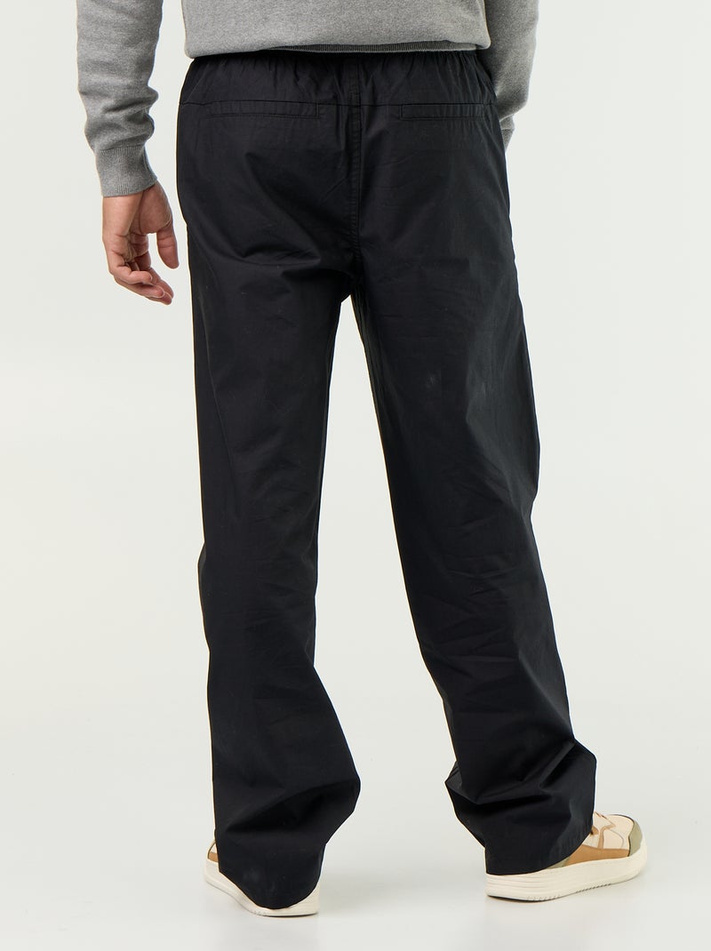 Popelinebroek met elastische taille Zwart - Kiabi
