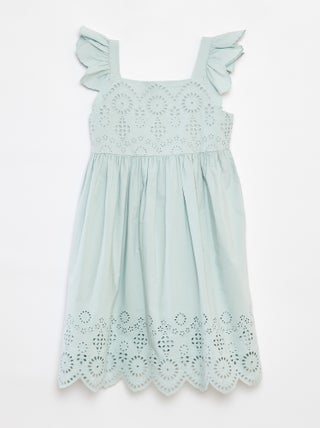Poplin jurk met broderie anglaise
