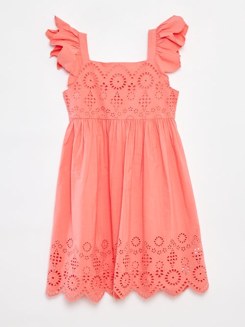 Poplin jurk met broderie anglaise - Kiabi