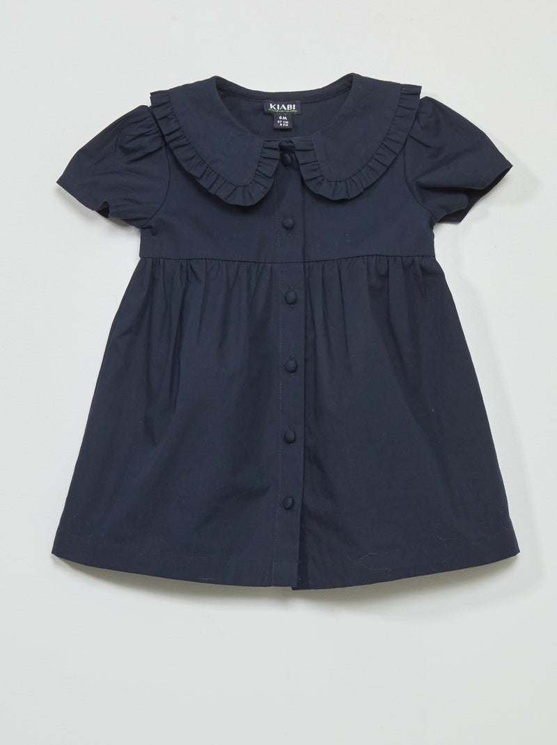 Poplin jurkje met Peter Pan-kraagje BLAUW - Kiabi