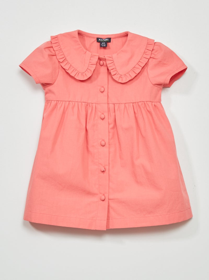 Poplin jurkje met Peter Pan-kraagje roze - Kiabi