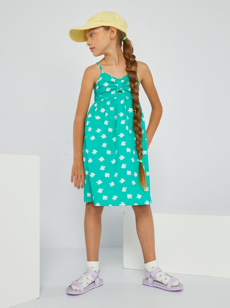 Poplin jurkje met print GROEN - Kiabi