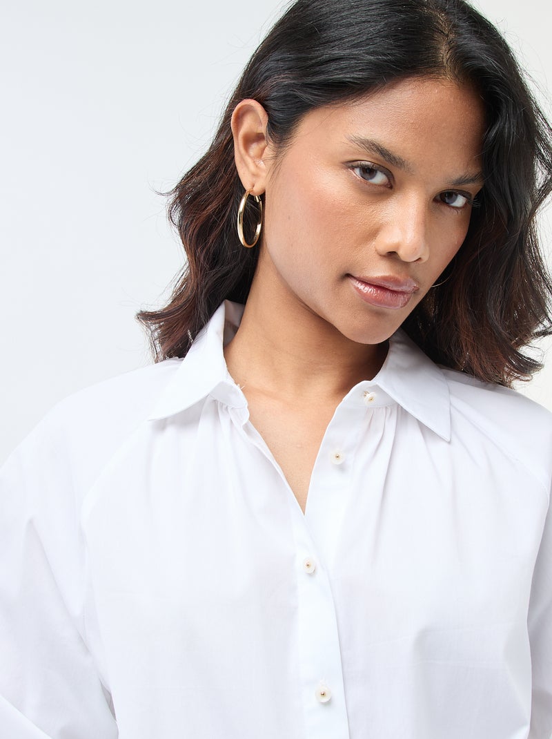 Poplin overhemd met brede mouwen wit - Kiabi