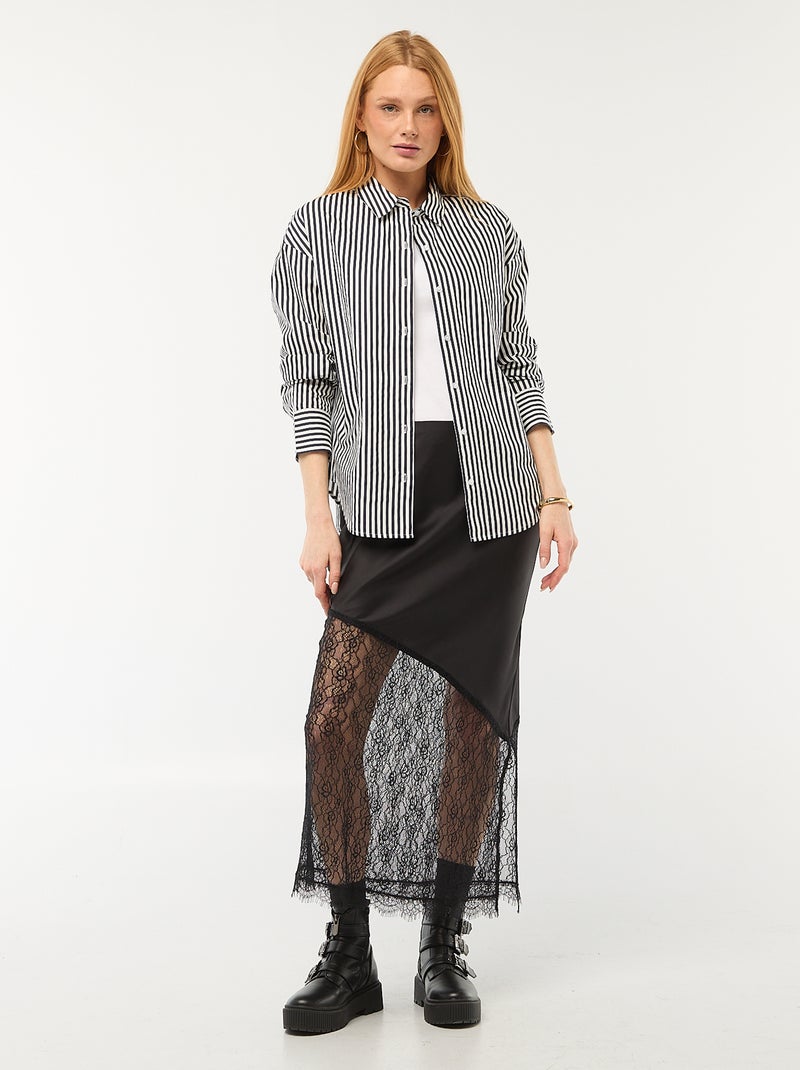 Poplin overhemd met lange mouwen Blauw - Kiabi