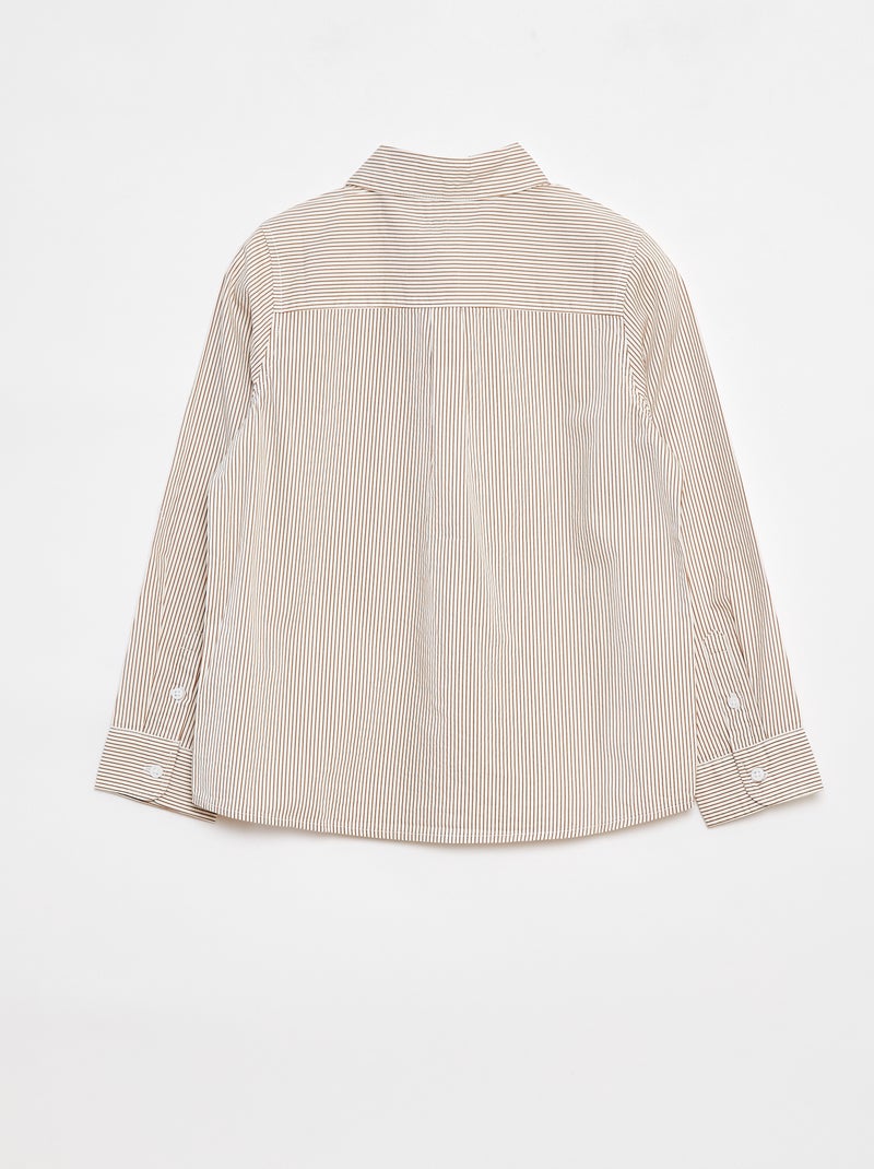 Poplin overhemd met lange mouwen Bruin - Kiabi