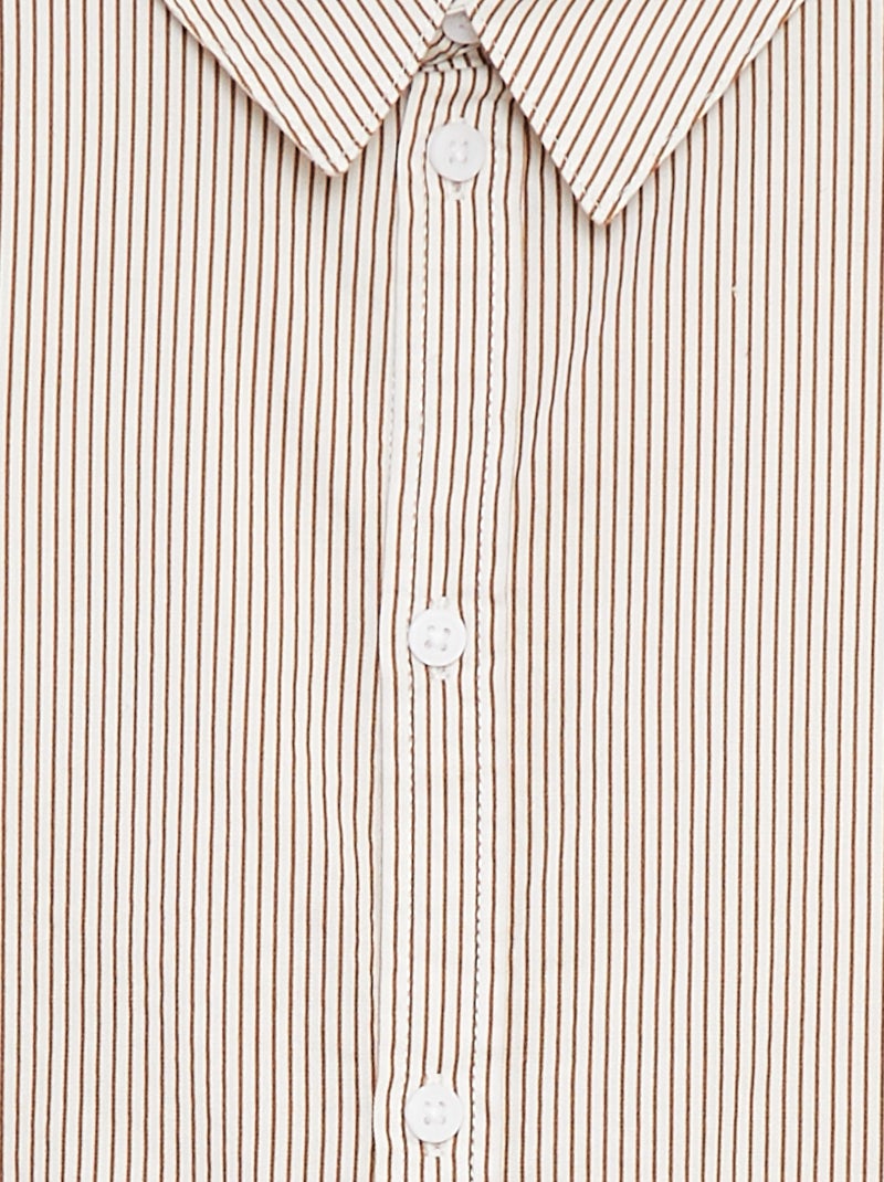 Poplin overhemd met lange mouwen Bruin - Kiabi