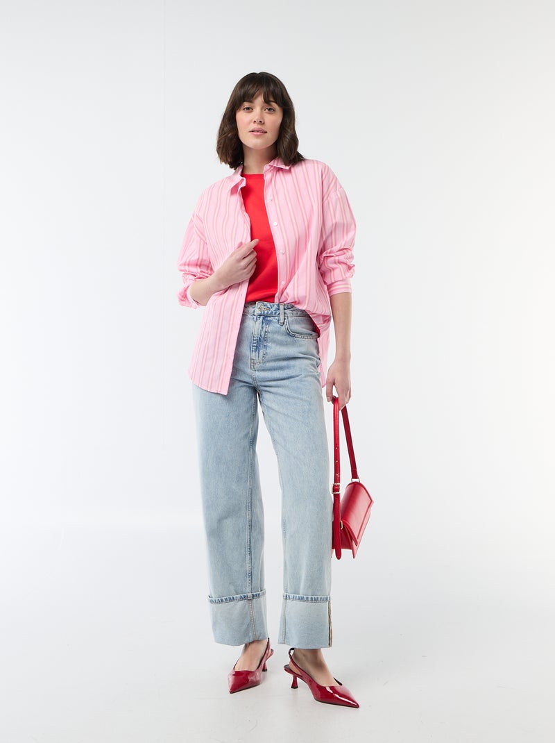 Poplin overhemd met lange mouwen Rose - Kiabi
