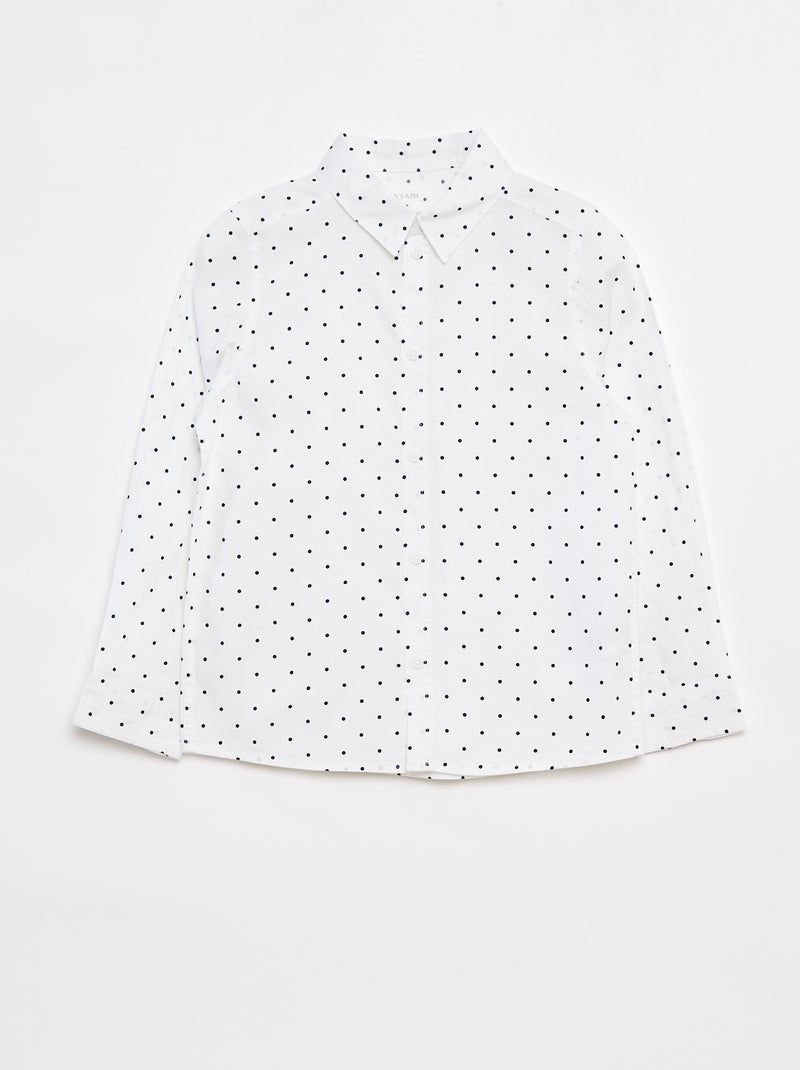 Poplin overhemd met lange mouwen Wit - Kiabi