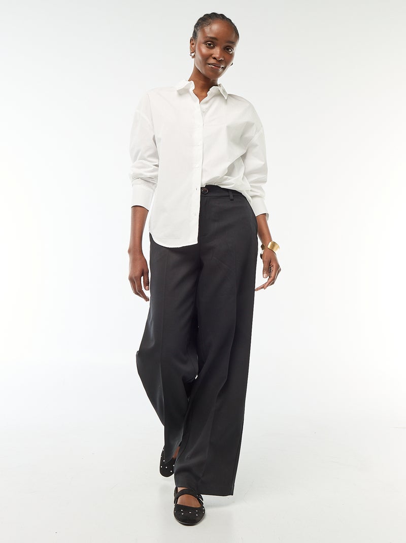 Poplin overhemd met lange mouwen wit - Kiabi