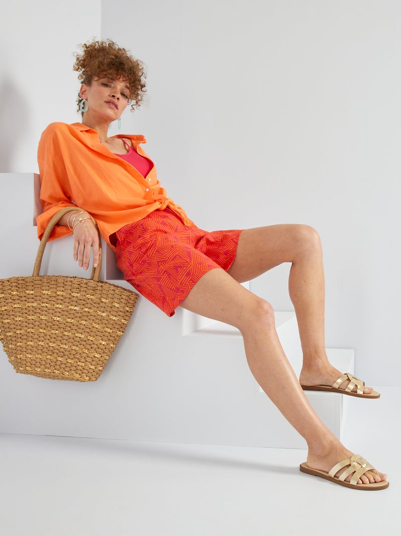 Poplin overhemd ORANJE - Kiabi