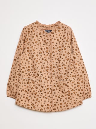 Poplin schort met lange mouwen