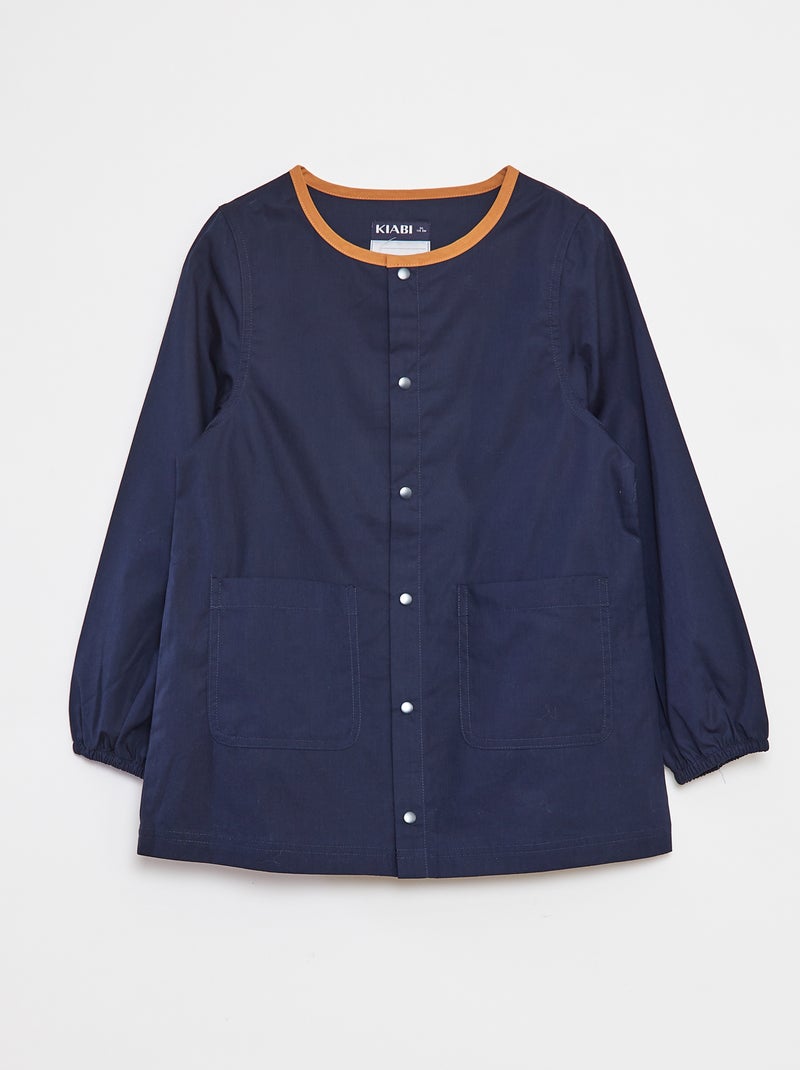 Poplin schort met lange mouwen Blauw - Kiabi