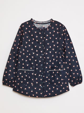 Poplin schort met lange mouwen