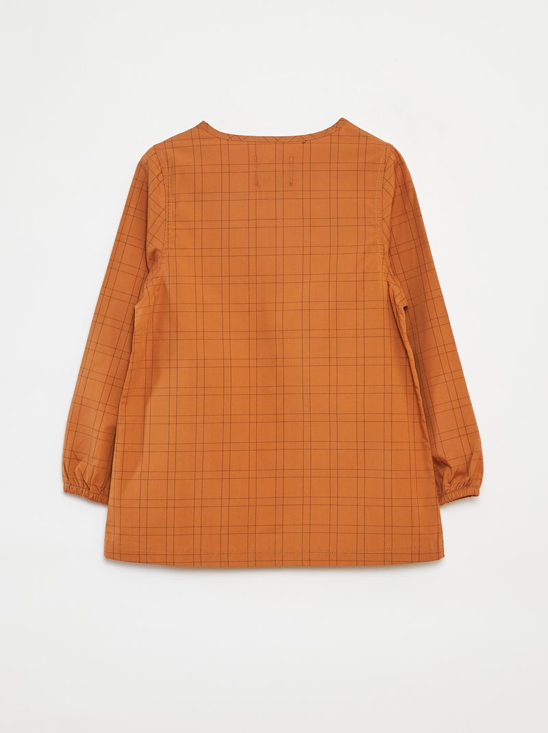 Poplin schort met lange mouwen Bruin - Kiabi