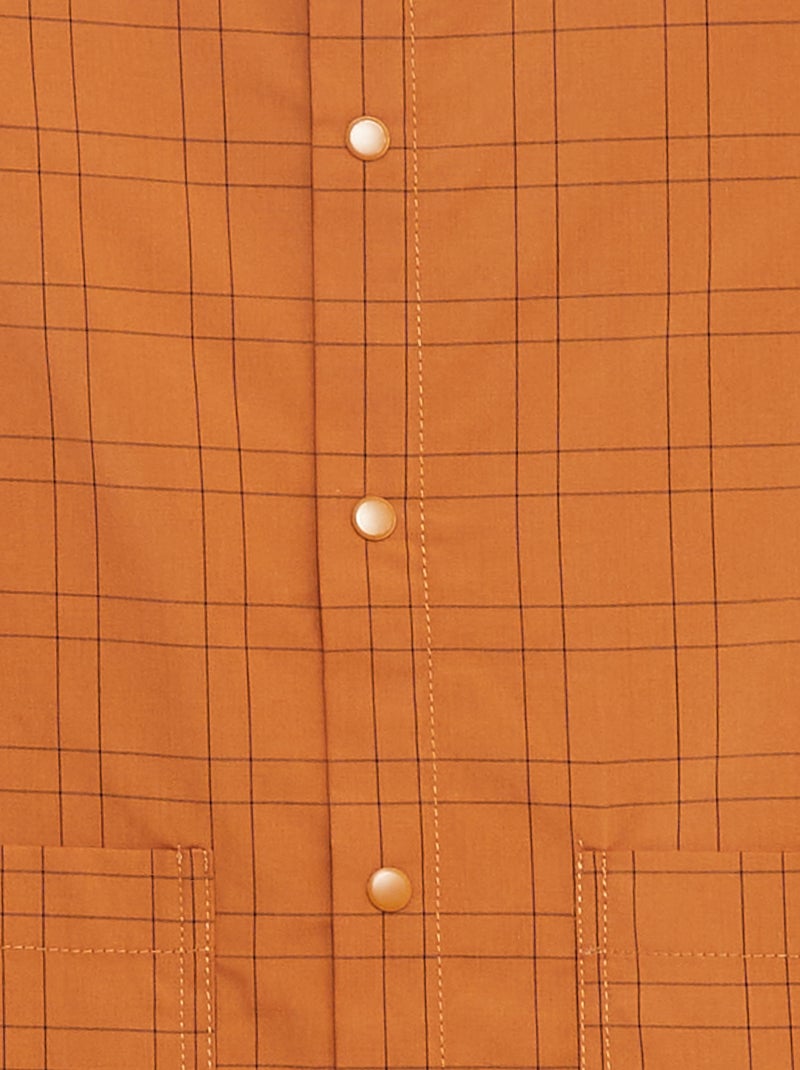 Poplin schort met lange mouwen Bruin - Kiabi