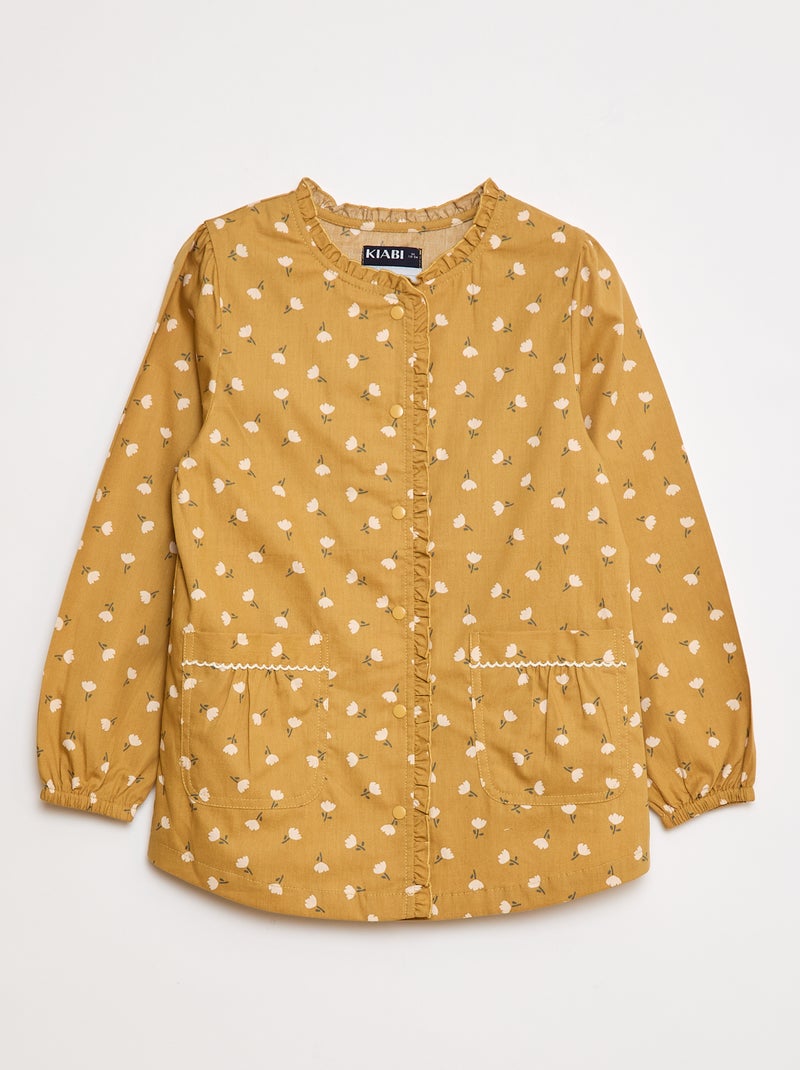Poplin schort met lange mouwen Geel - Kiabi