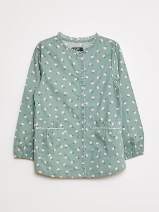 Poplin schort met lange mouwen
