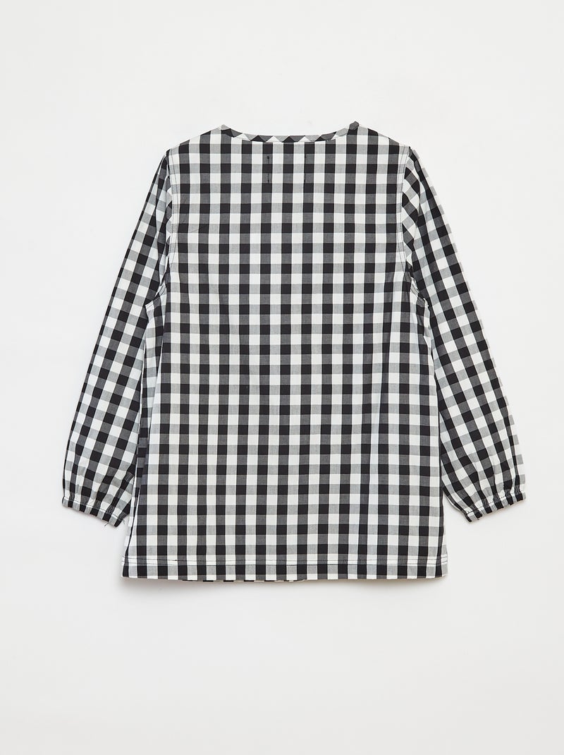 Poplin schort met lange mouwen Zwart - Kiabi