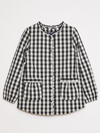 Poplin schort met lange mouwen