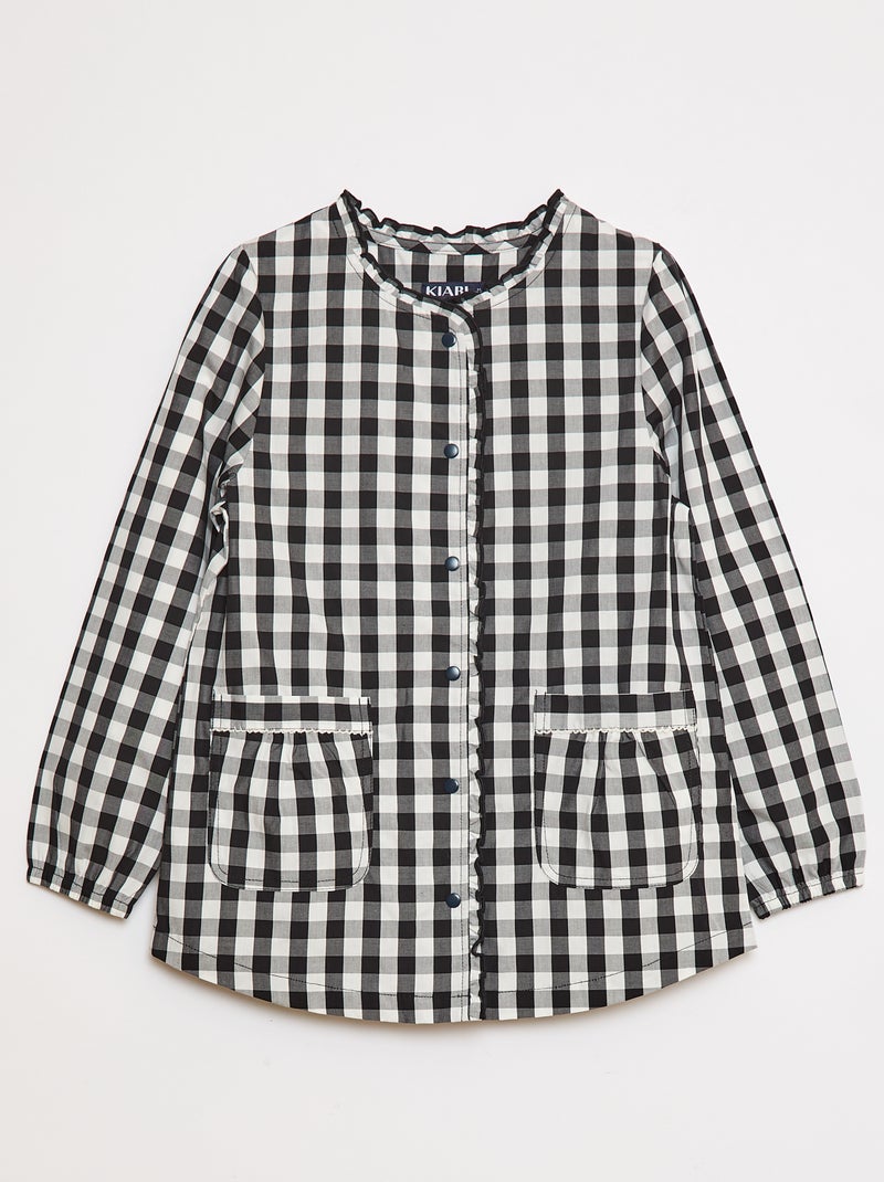 Poplin schort met lange mouwen Zwart - Kiabi