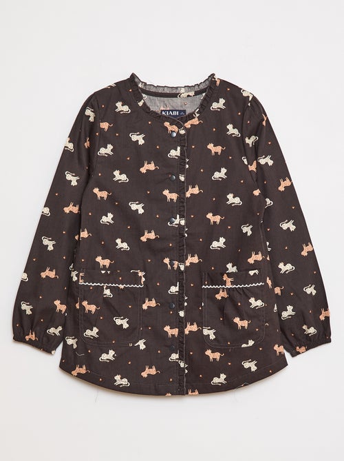 Poplin schort met lange mouwen - Kiabi