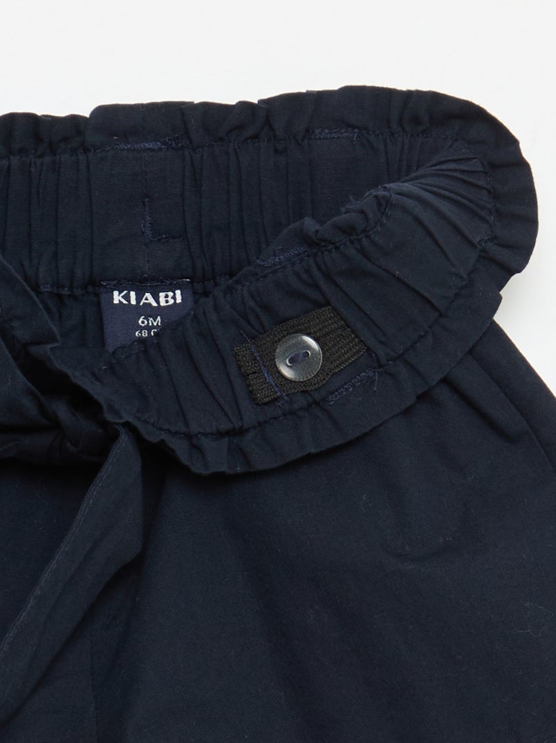 Poplin short met strikceintuur Blauw - Kiabi