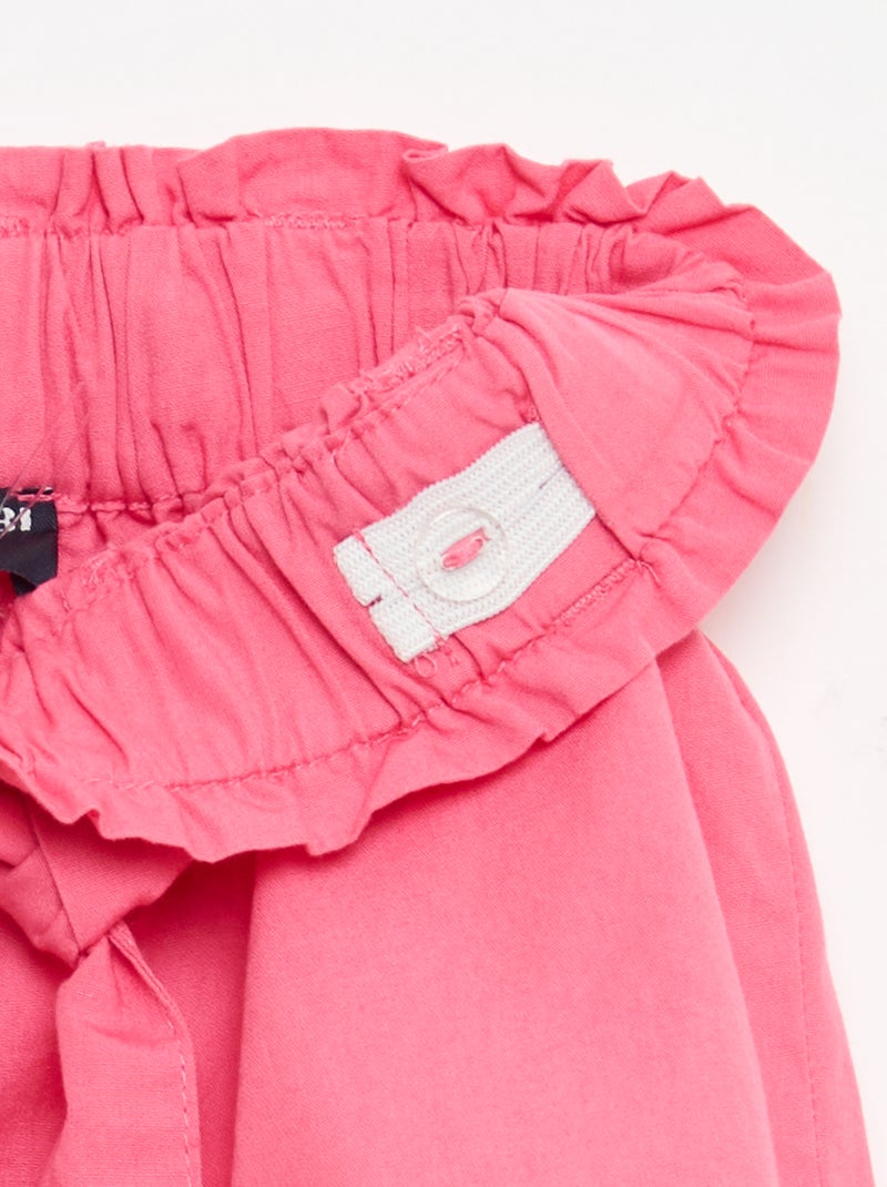 Poplin short met strikceintuur Rose - Kiabi