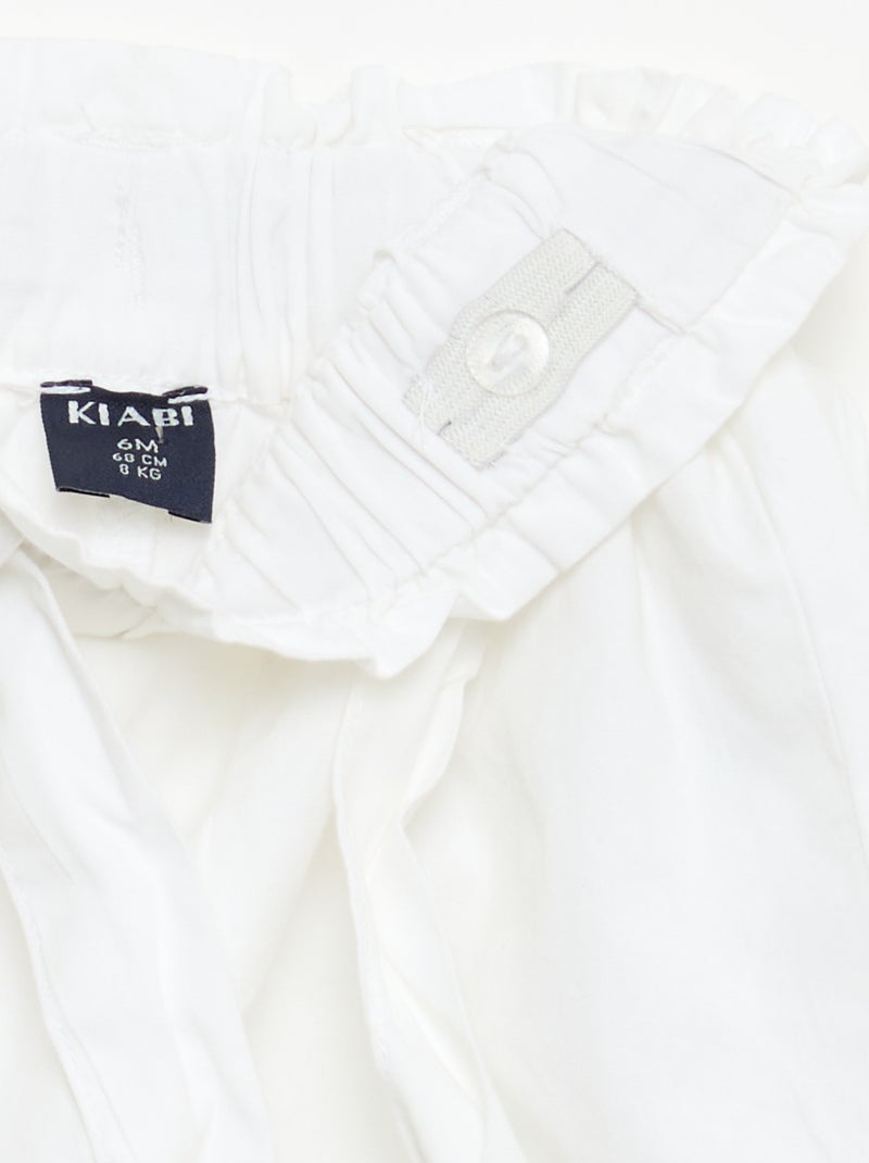 Poplin short met strikceintuur Wit - Kiabi