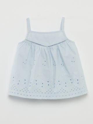 Poplin topje met broderie anglaise