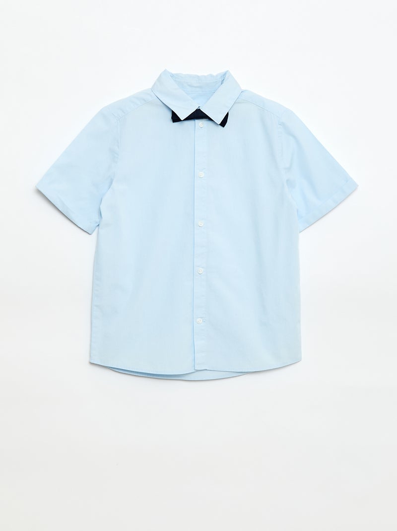 Popline overhemd met vlinderdas Blauw - Kiabi
