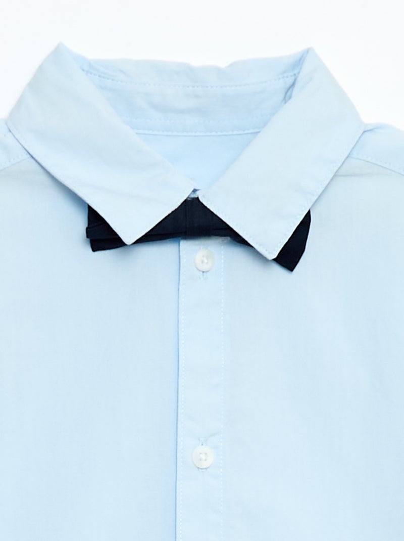 Popline overhemd met vlinderdas Blauw - Kiabi