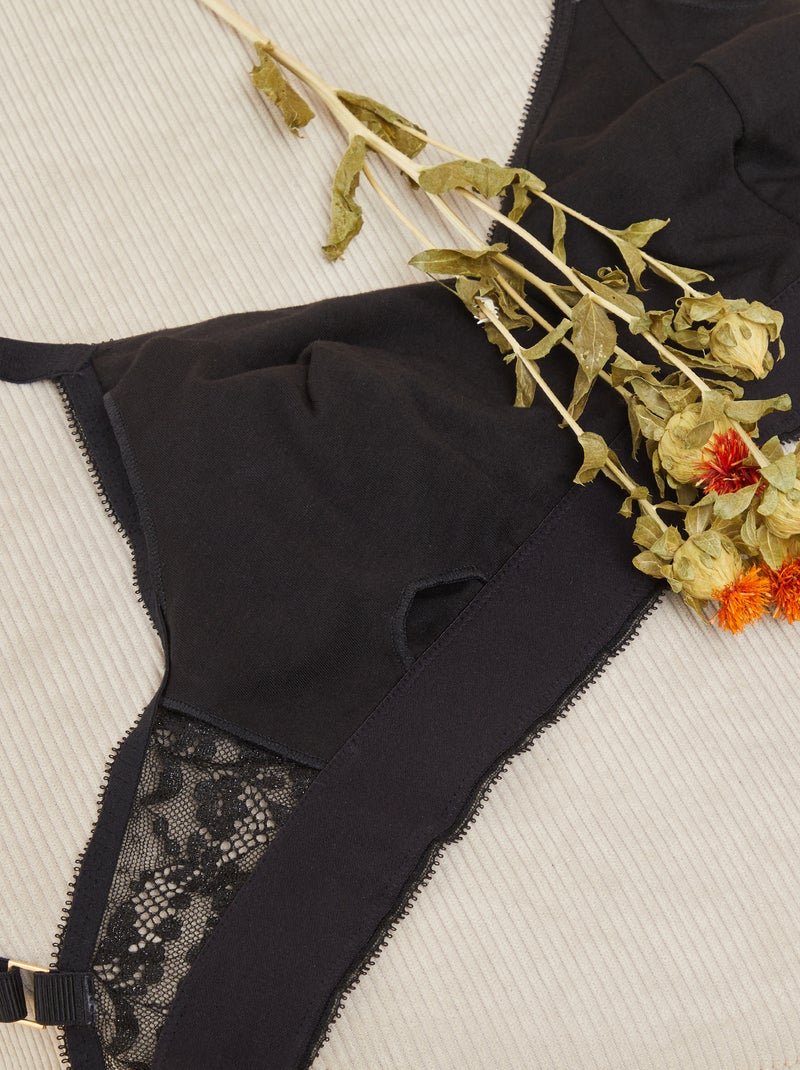 Post-operatieve behatop met glitters - 'Octobre Rose' zwart - Kiabi