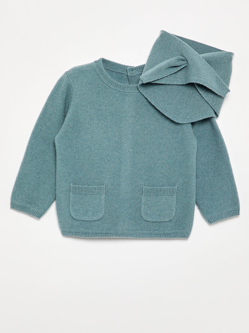 Premium trui van wol en kasjmier Blauw - Kiabi