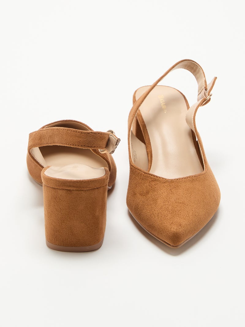 Pumps met spitse neus en blokhak Bruin - Kiabi