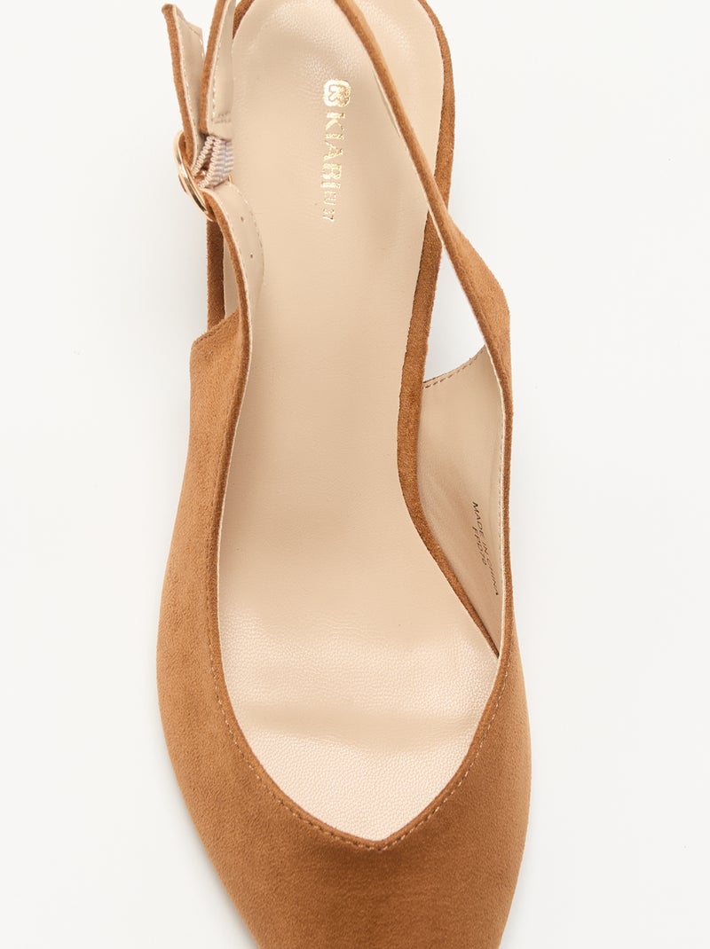 Pumps met spitse neus en blokhak Bruin - Kiabi
