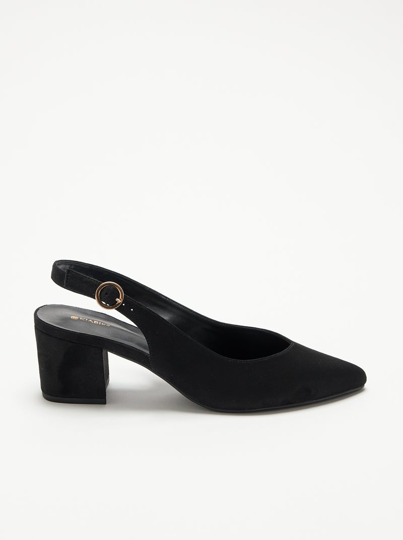 Pumps met spitse neus en blokhak Zwart - Kiabi