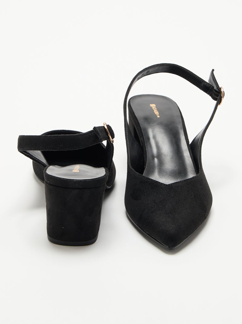 Pumps met spitse neus en blokhak Zwart - Kiabi